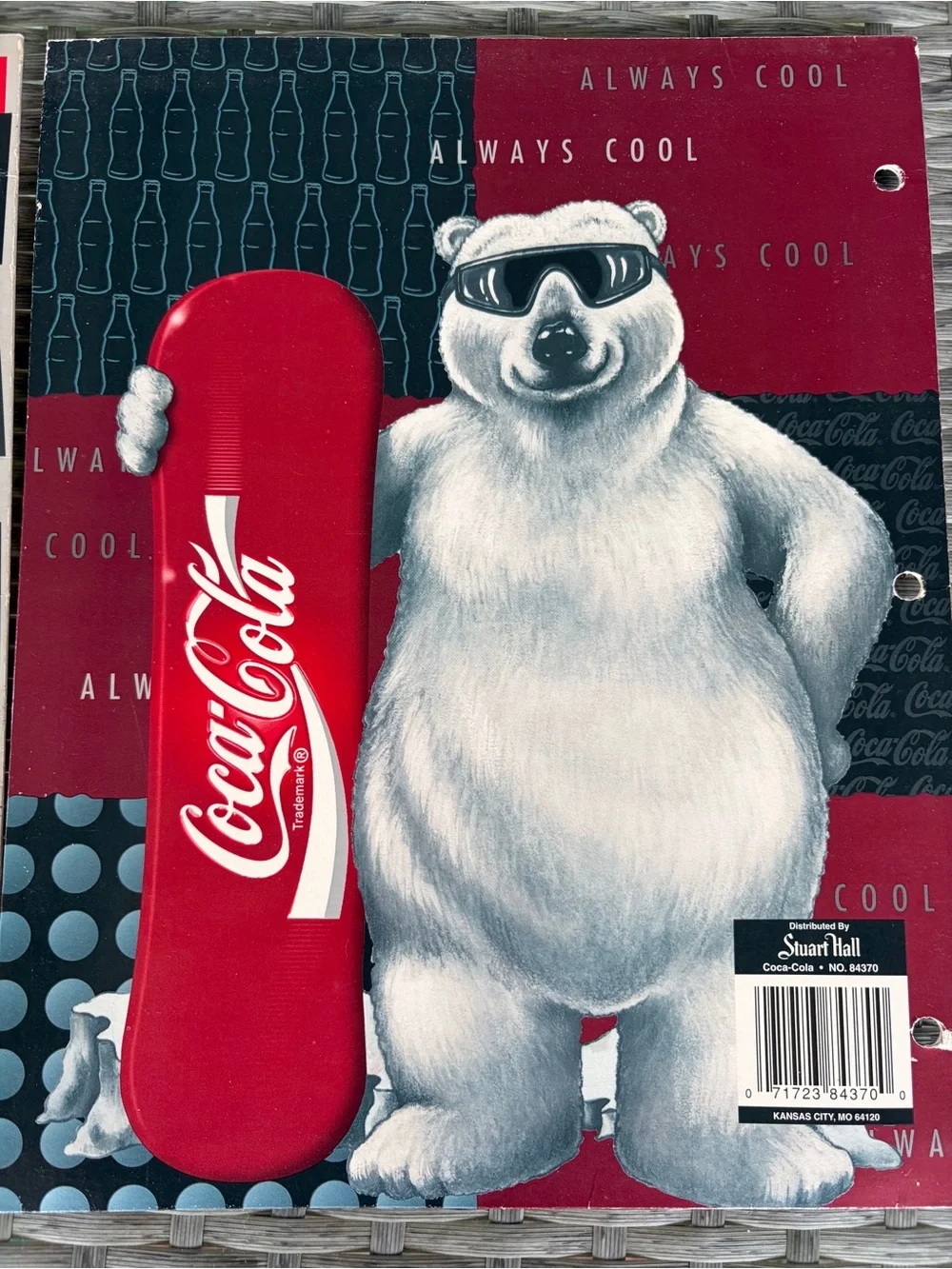Vintage TWO Coca-Cola Red & Black Polar Bear Folders
